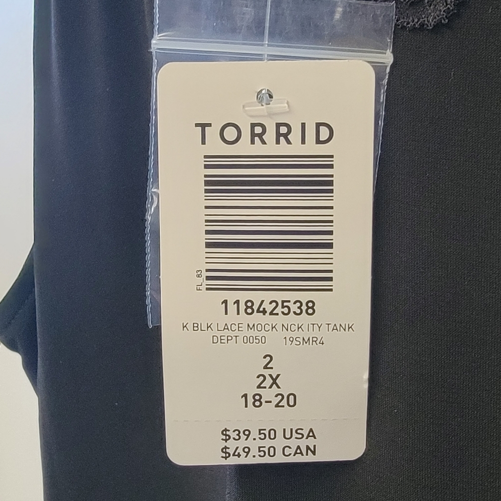 Torrid - BLACK STUDIO KNIT LACE MOCK NECK TANK - Picture 9 of 9
